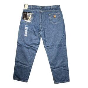 Carhartt Jeans Mens 44x34 Blue Relaxed Fit Flannel Lined Straight Leg NWT